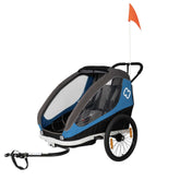Hamax Traveller Twin Child Bike Trailer with stroller conversion and storage, showing the sturdy design and safety features.