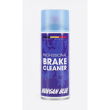 Morgan Blue brake cleaner aerosol spray, fast-drying workshop product removing grease and brake dust from bike components.