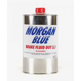 Morgan Blue DOT 5.1 brake fluid in a 1000cc bottle, designed for hydraulic brake performance in workshop use.