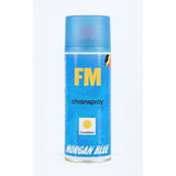Morgan Blue FM Chainspray aerosol can for bike chain cleaning and lubrication, ideal for dry weather maintenance.