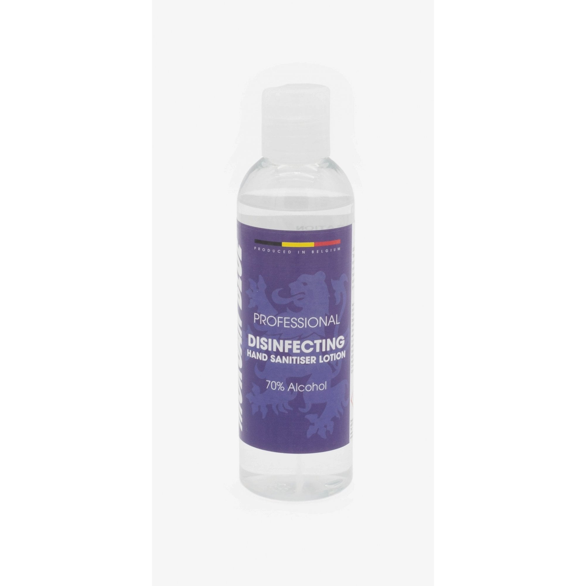 Morgan Blue hand sanitizer 200ml with 70% alcohol antimicrobial gel, shown in a clear bottle with a flip cap.