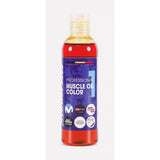 Morgan Blue Muscle Oil Colour 1 pre-sports massage oil with natural tinted formula, shown in a bottle with label.