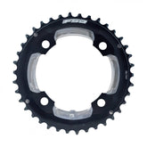 FSA Pro MTB 2x10 chainring in black with 104x38T teeth, CNC machined, 4-hole design, 12mm pin, durable bike components