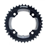 FSA Pro MTB 2x10 chainring in black with 104x38T teeth, CNC machined, 4-hole design, 12mm pin, durable bike components