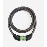 Master Lock cable combination lock with 12mm diameter and 1.8m length, featuring a 4-dial settable code for security accessories.