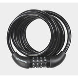 Master Lock 8221 cable combination lock with 8mm diameter and 1.8m length, featuring a 4-dial set-your-own code.