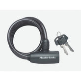 Master Lock 8mm x 1.8m keyed cable lock with vinyl coating and pin tumbler security for bike or outdoor security.