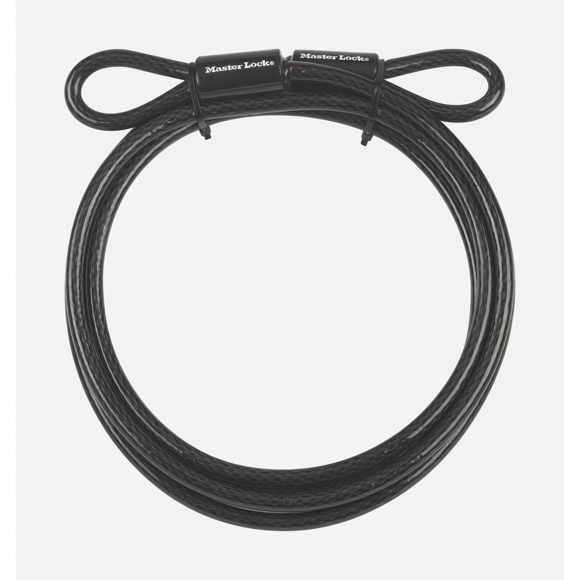 Master Lock looped end security cable, 3000mm x 10mm, durable accessory for padlocks and locks, shown with the cable coiled and ends visible.