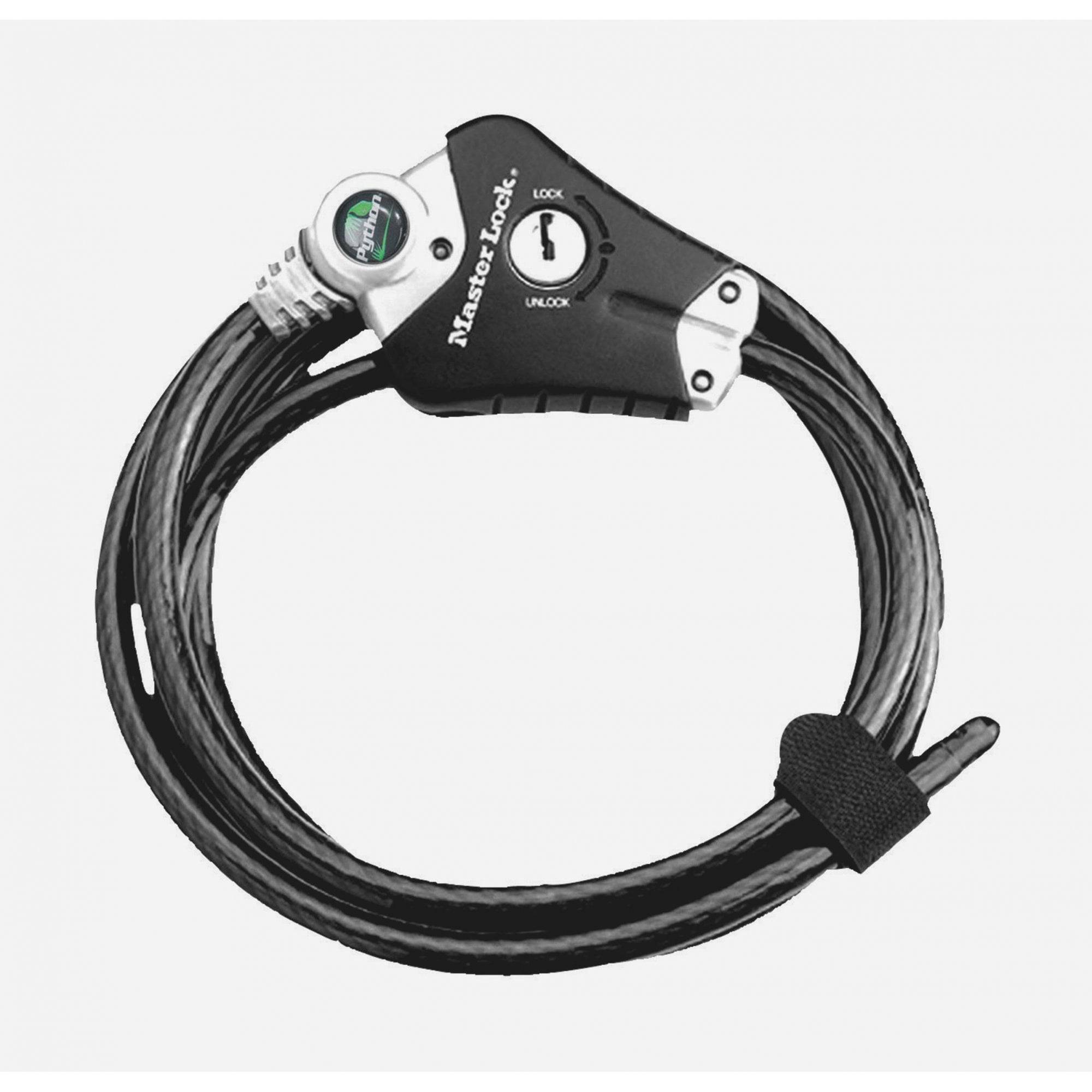 Master Lock Python adjustable security cable, 1.8m x 10mm braided steel locking cable for security and theft prevention.