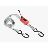 Master Lock spring clamp tie-down strap with S-hooks, 2500mm length, adjustable, used for securing cargo or equipment.