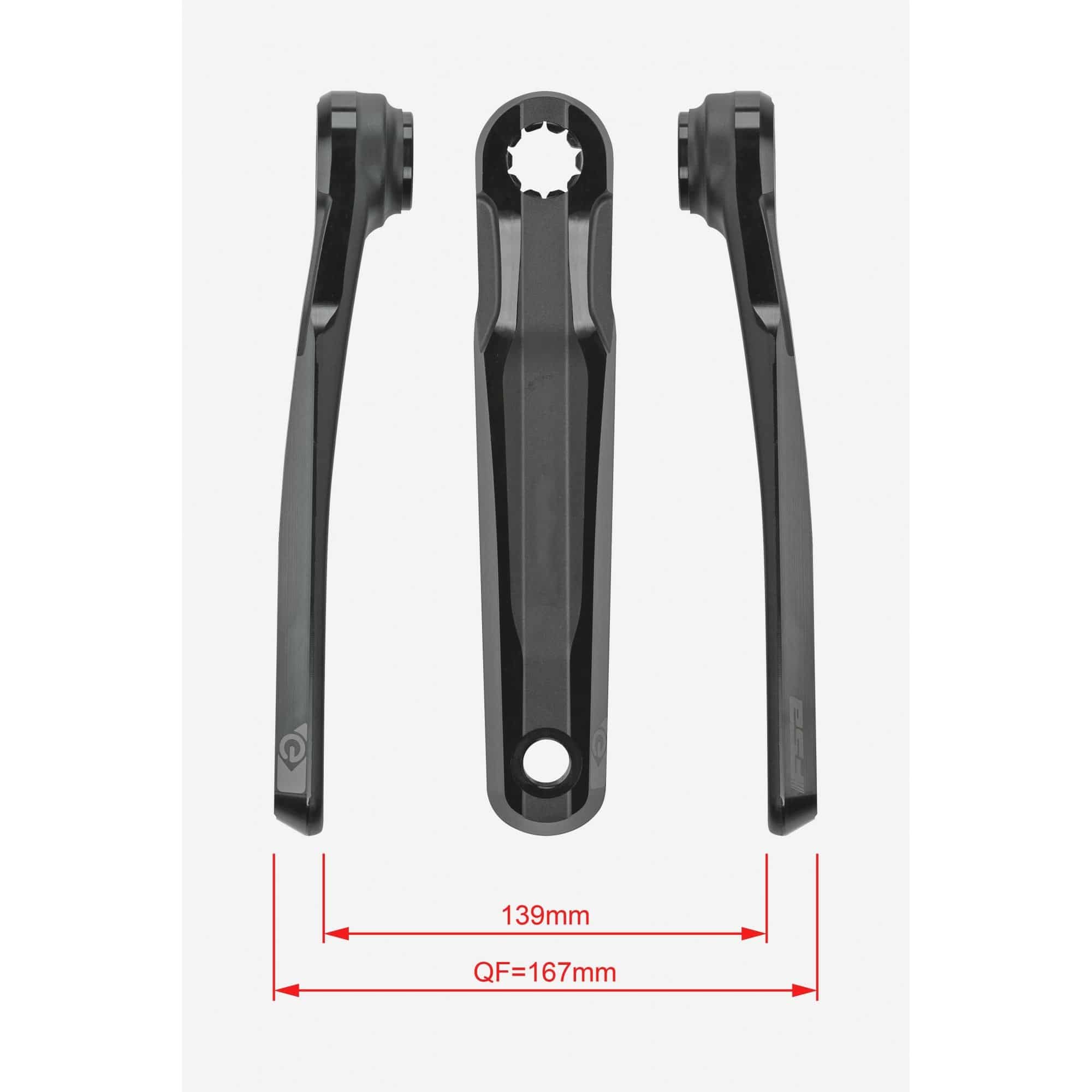 FSA Ebike Chainset CK762NC ISIS black cranks with 22mm spindle for eMTB motors, e-bike components, durable and lightweight design.