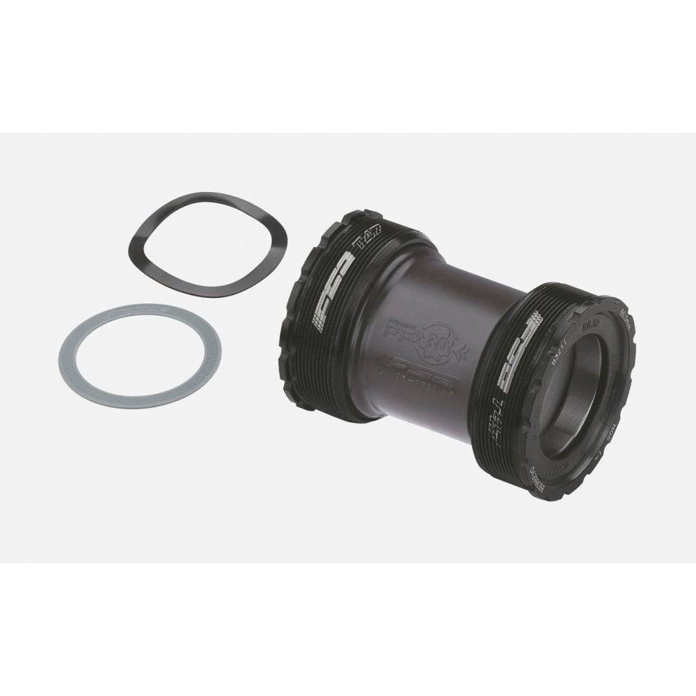 FSA T47 86.5mm road bottom bracket with sealed bearings for 30mm 386Evo cranks, showcasing the component's construction.