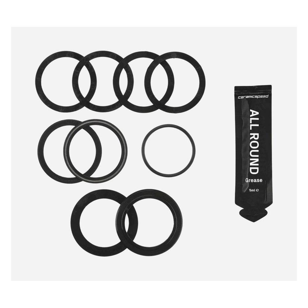 CeramicSpeed 46mm cup and T4768 30mm bottom bracket service kit for PF4630 T47-68 BB30 bike components, with installation tools.