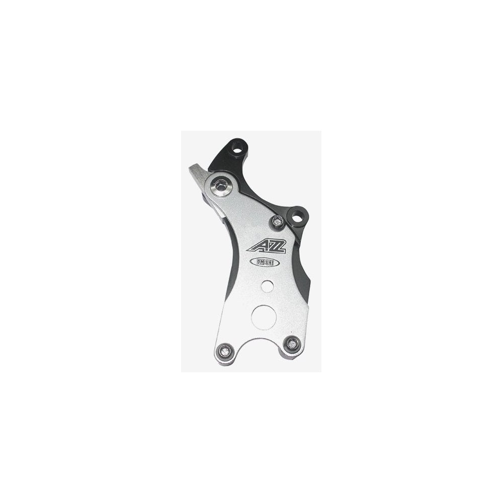 A2Z universal disc brake mount adapter for tab-less bikes, showing a sturdy metal component for easy retrofit installation.