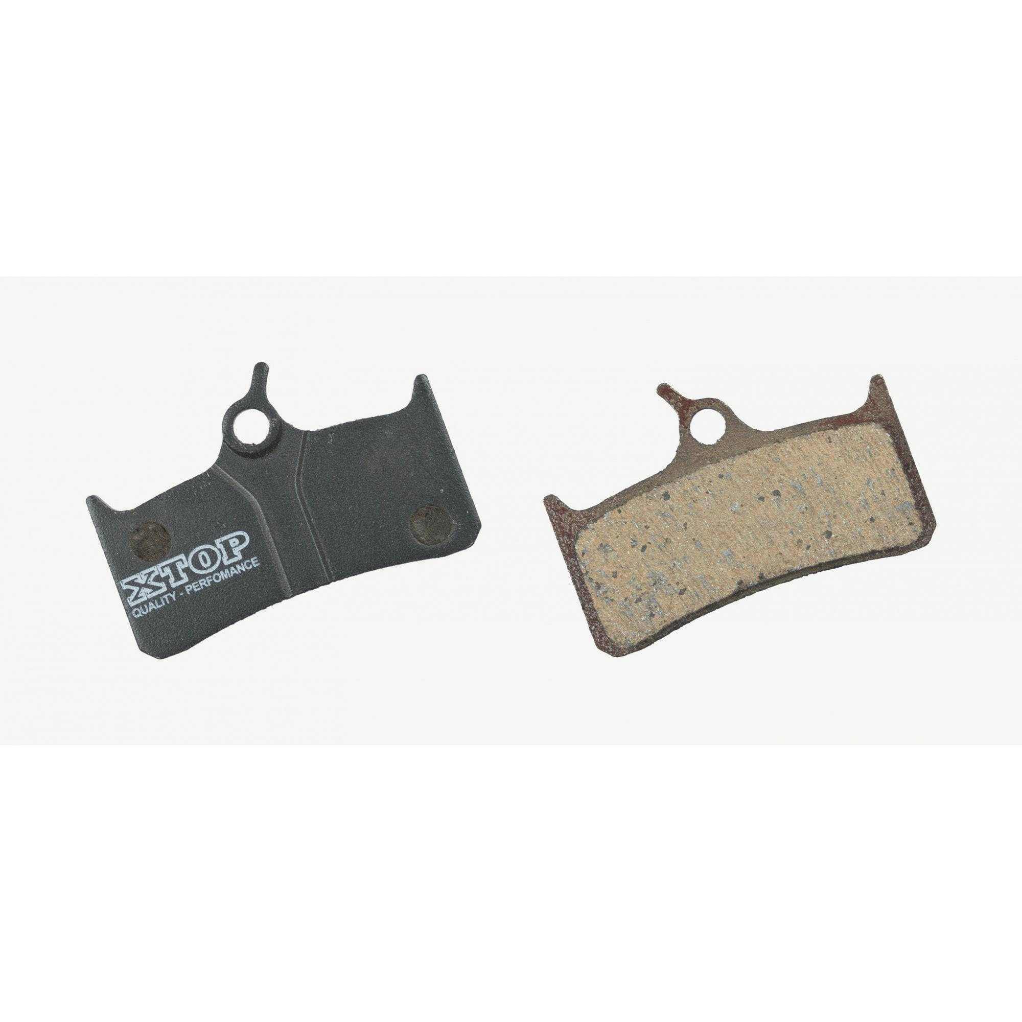 A2Z Shimano BR-M755 disc brake pads compatible with SRAM and Hope Mono M4 brake systems, shown with metal backing and friction material.