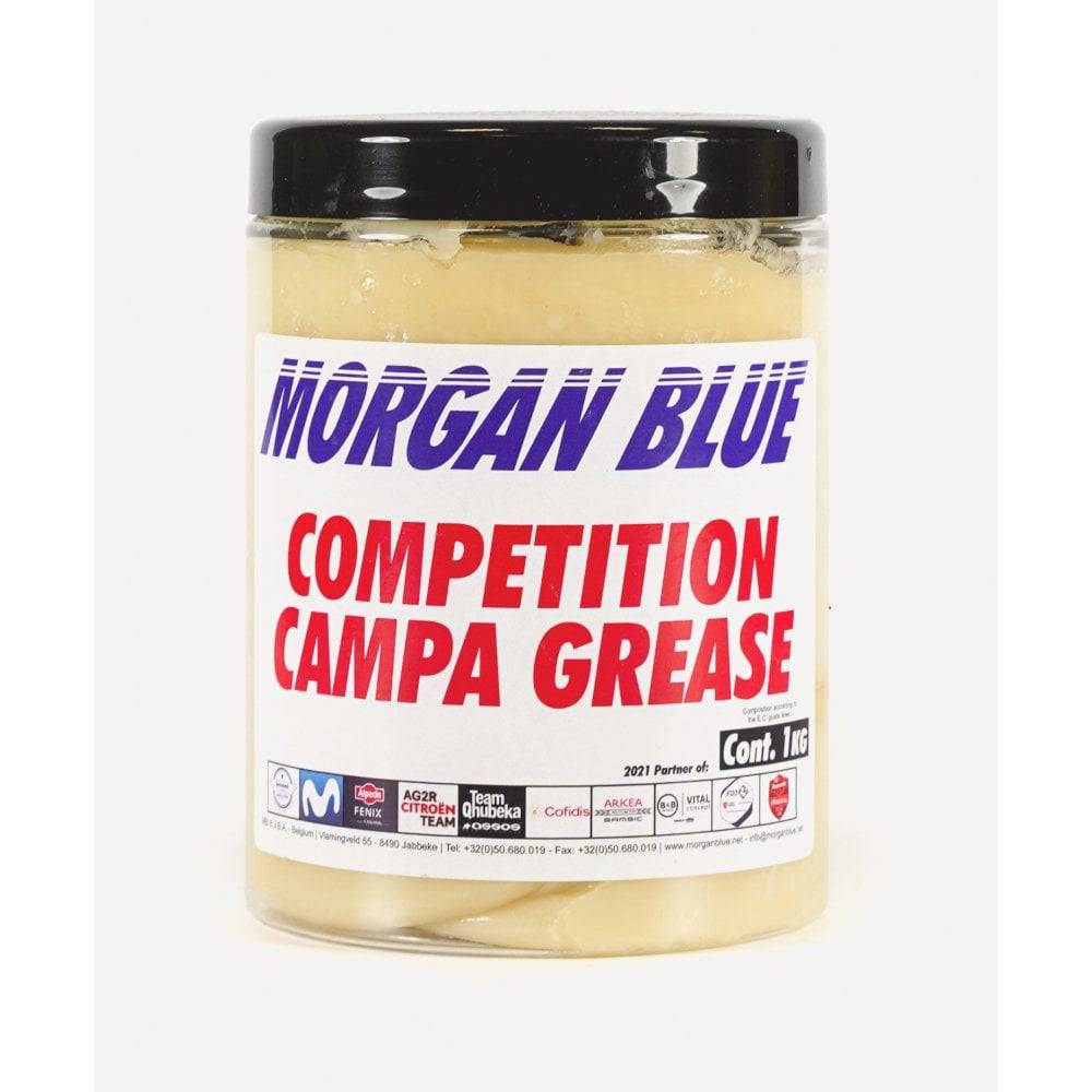 Morgan Blue Competition Campa grease applied to bicycle hubs and bottom brackets, ideal for lubrication and maintenance.
