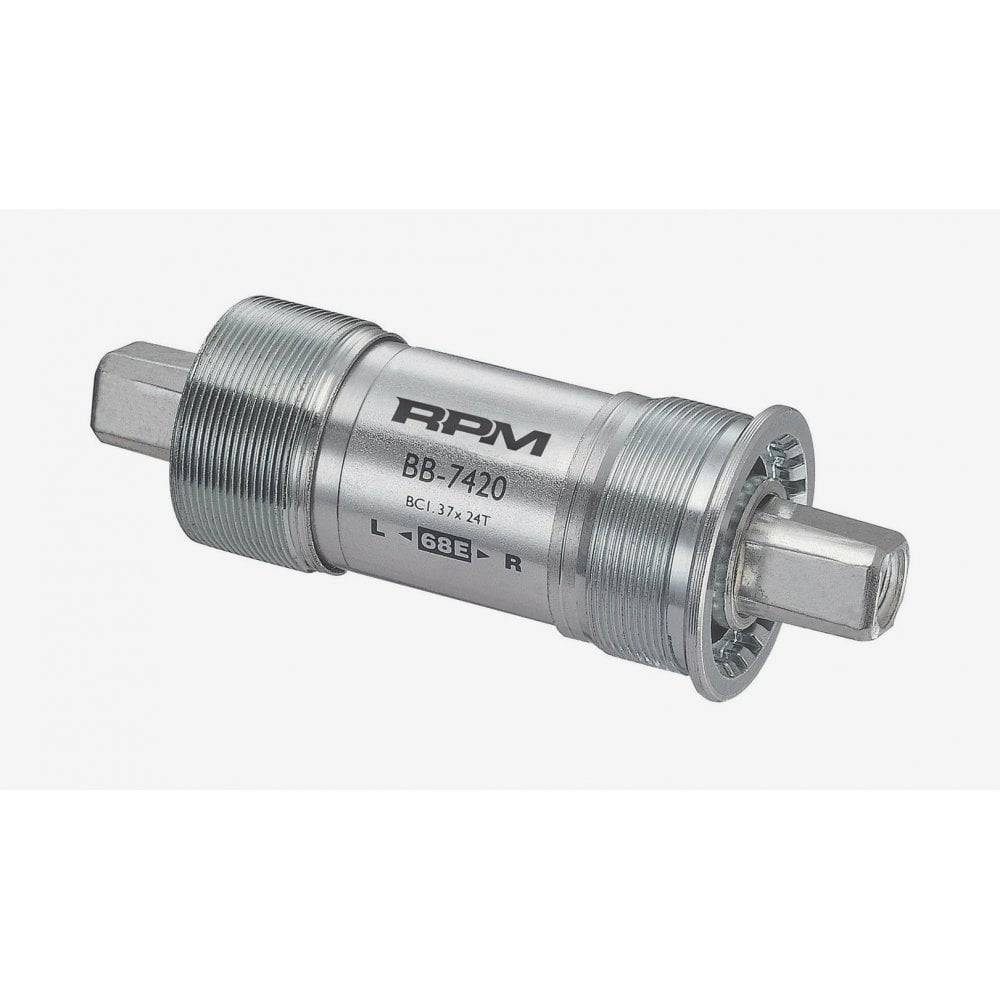 FSA Power Pro JIS bottom bracket with alloy cups for square taper cranksets, showing the metal components and installation details.