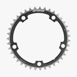 FSA Pro Road 130BCD 2x11 speed chainring for Shimano and Campagnolo road bike drivetrains, close-up of metal chainring with teeth