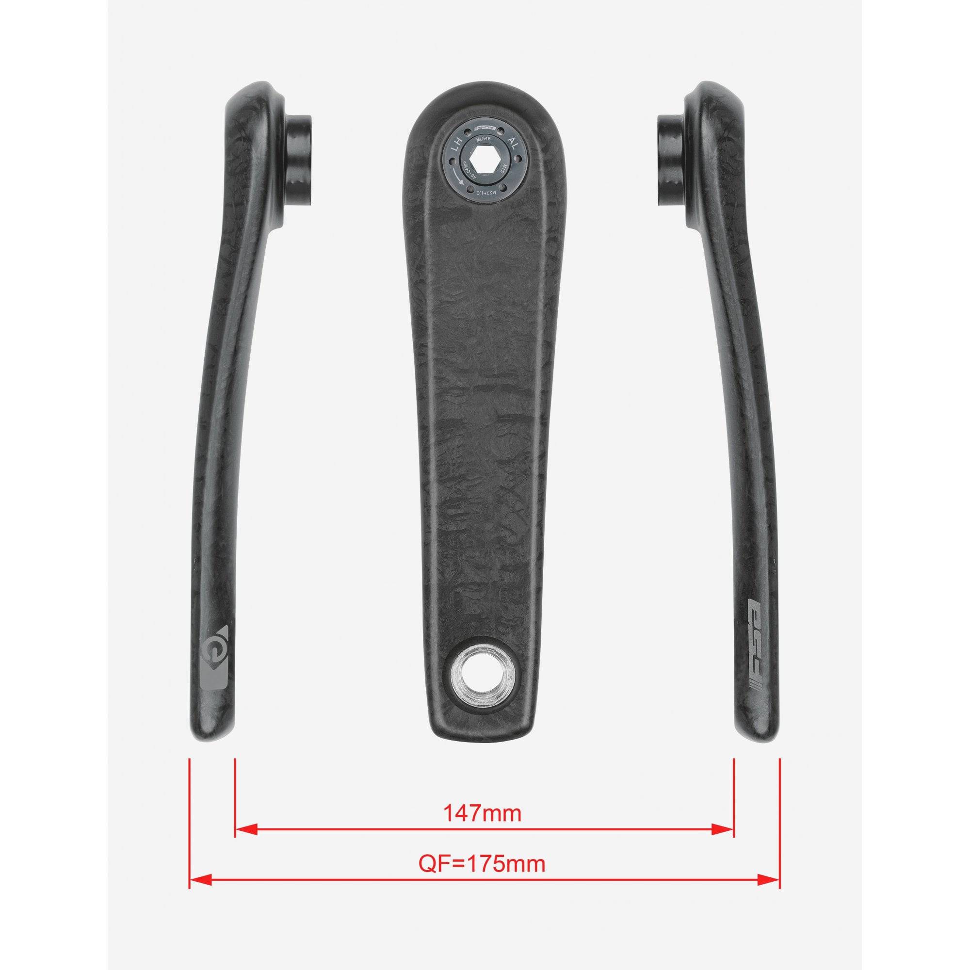 FSA Ebike chainset CK-702 ISIS drive black crankset with 22mm spindle and 160mm crank arm length for e-bike components.