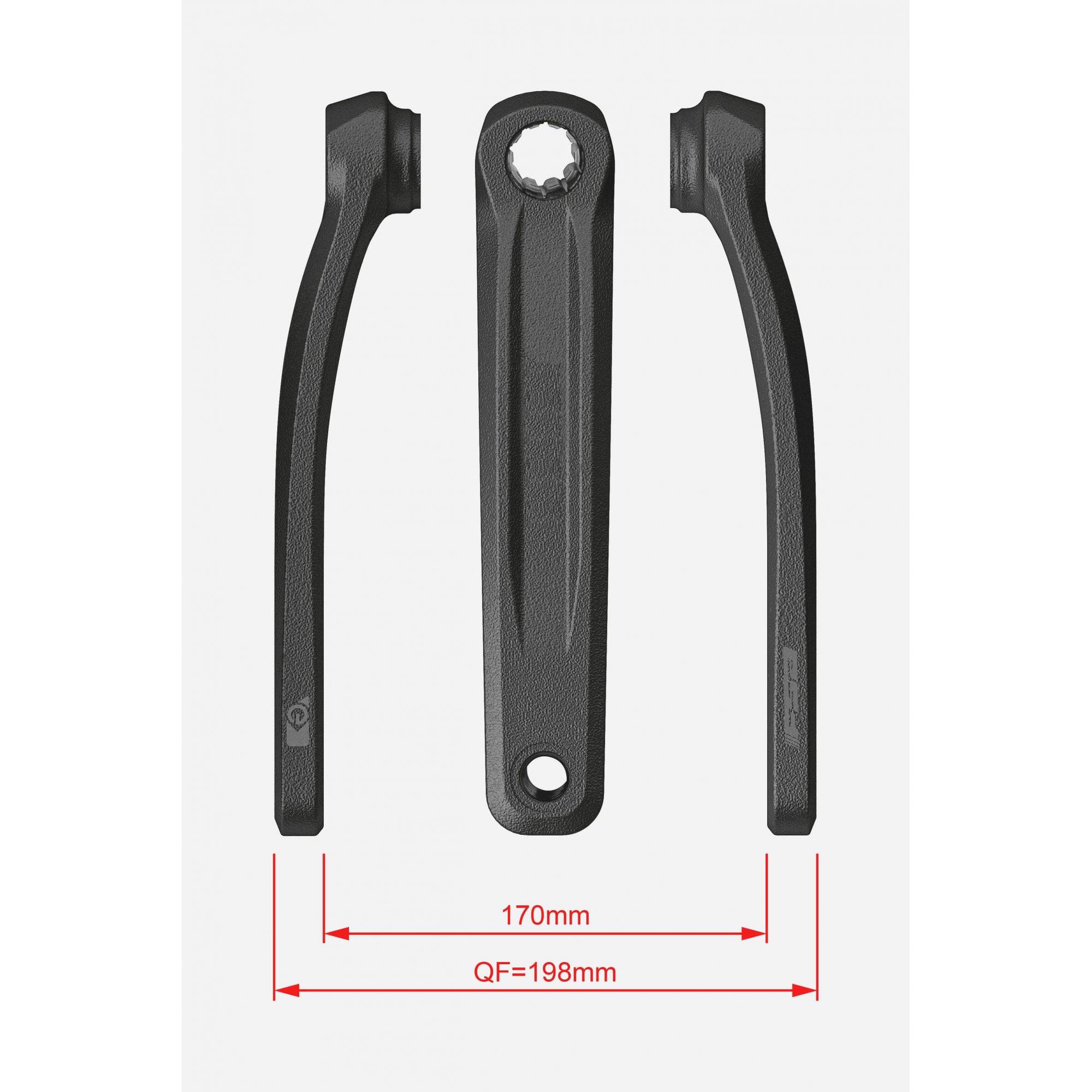 FSA Ebike chainset CK-320 Bosch black MTB crankset with 27.5mm spindle and 160mm crank arms, component for e-bike bicycles.