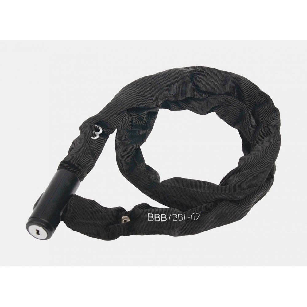 BBB BBL-67 QuickChain bicycle chain lock with nylon cover, 4.5×1000mm, includes 3 keys for secure bike protection