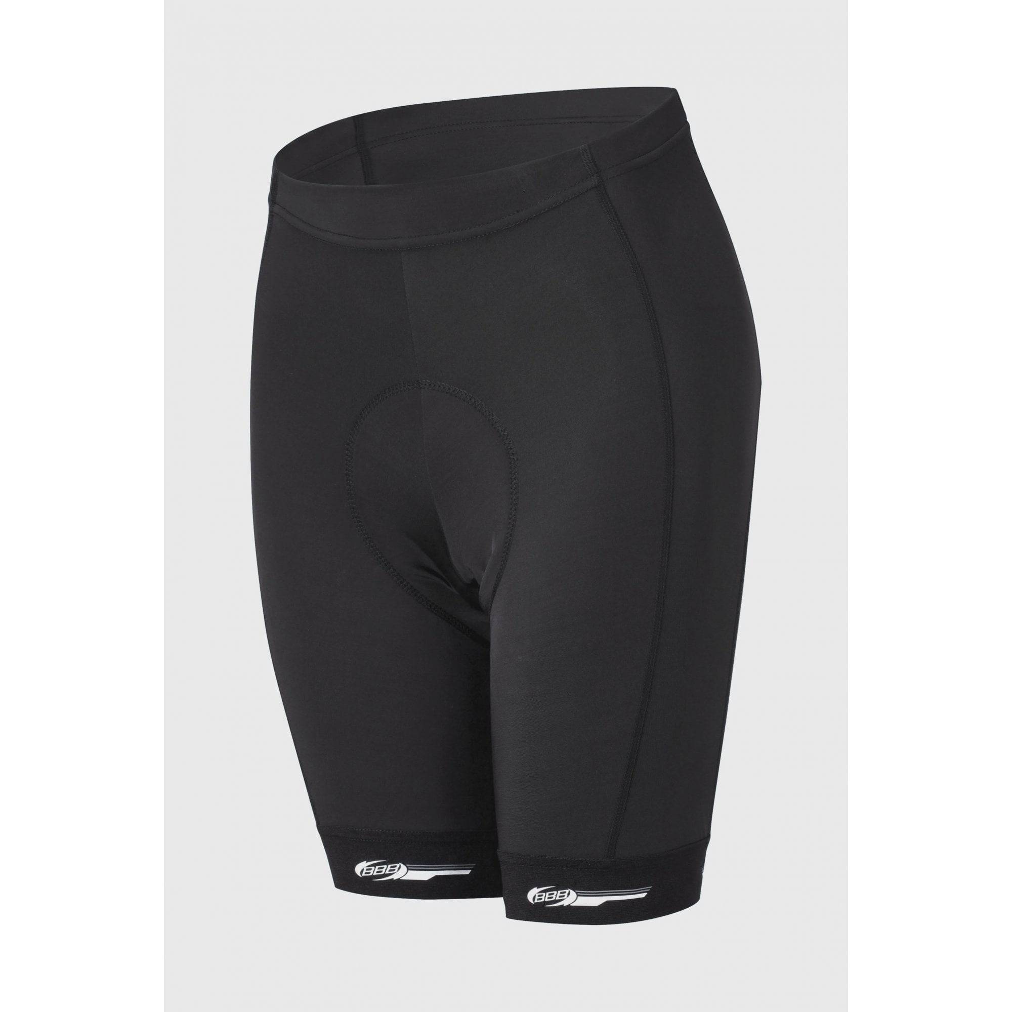Black BBB GirlTech 3/4 cycling shorts with anti-bacterial padding and size XL, designed for comfort and performance.