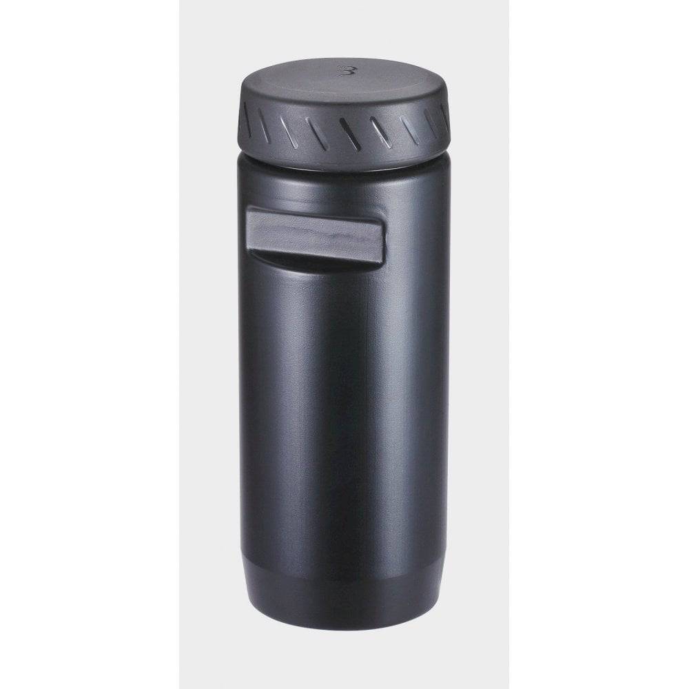 BBB BTL-18L cycling tool can water bottle storage accessory with compartments for tools and tubes, black plastic design.