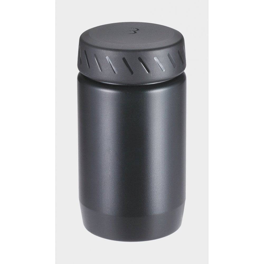BBB BTL-18S Water Bottle Tool Can for bike storage and hydration, shown in black with compact size and adjustable strap.