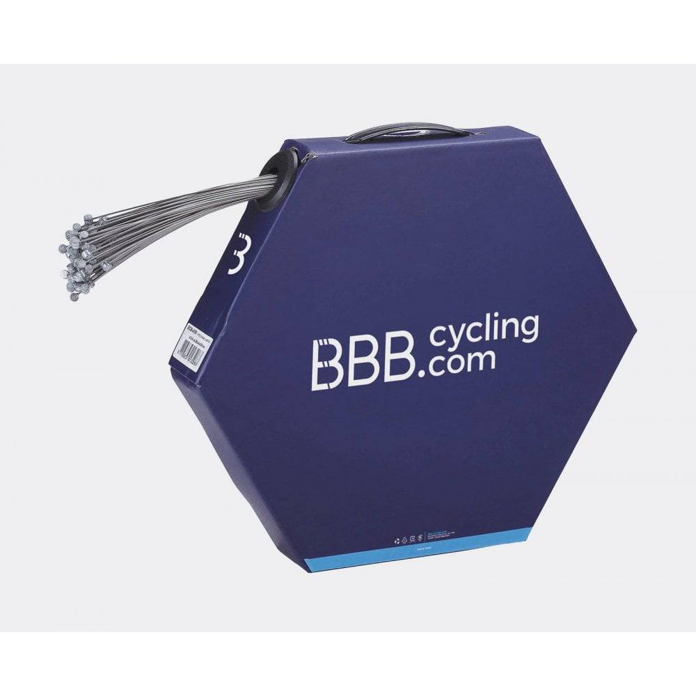 BBB BCB-41R MTB brake wire, 1.5mm x 1700mm, bulk pack of 100 cables, showing coiled cables with connectors for mountain bike brakes.