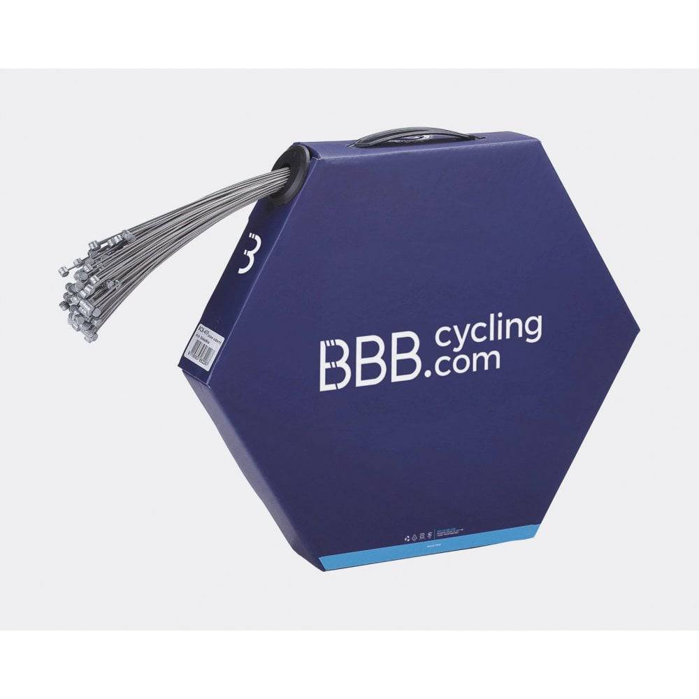 BBB BCB-41F stainless steel brake wire, 1.5mm x 1100mm, bulk pack of 100, shown coiled and bundled for bicycle brake components.