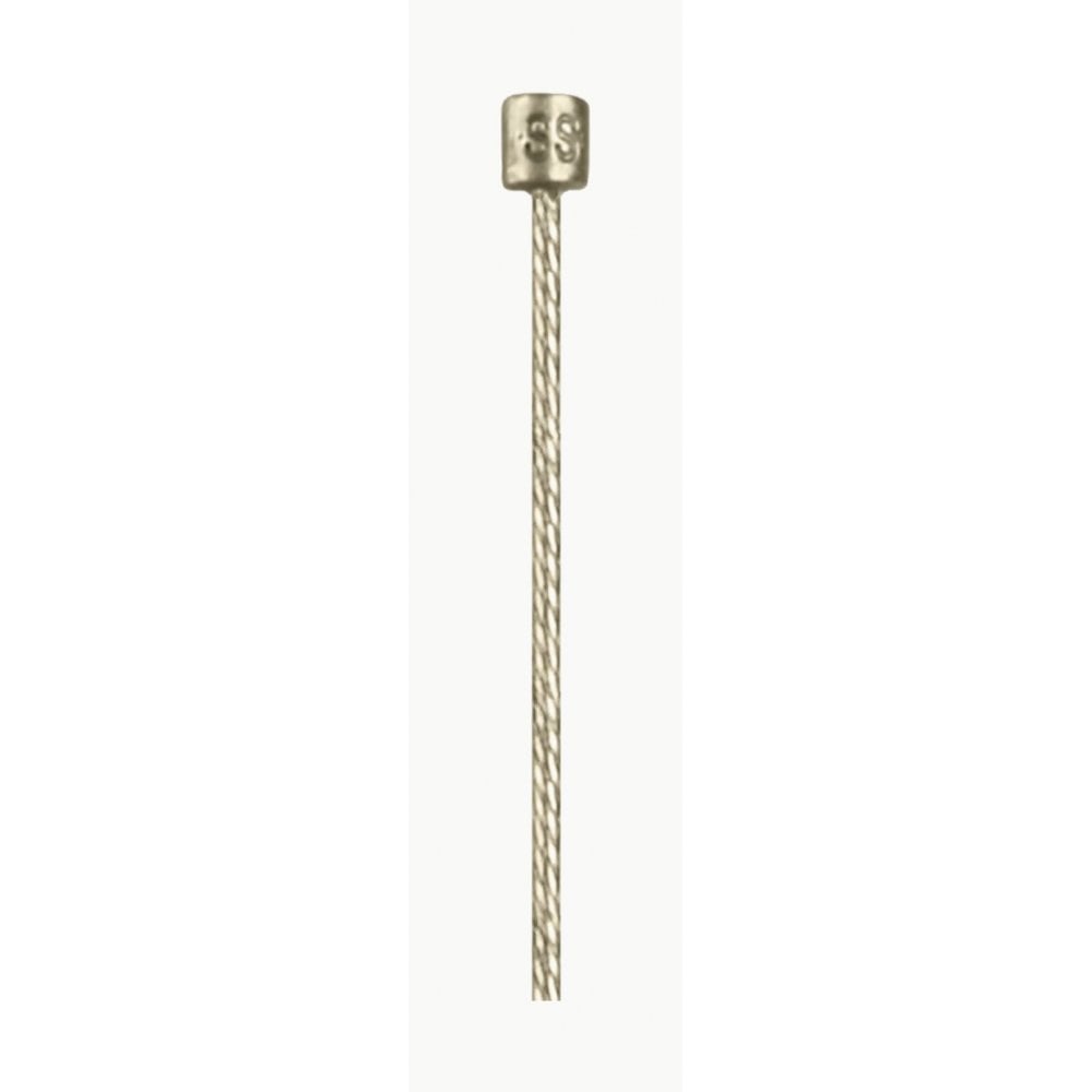 BBB BCB-13 SpeedWire polished gear cable in gold, 1.1mm x 2350mm, with Shimano and SRAM compatibility, shown in close-up.