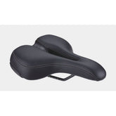 BBB BSD-122 SoftShape Active saddle with anatomic cut-out, black, 185x265mm, designed for comfortable bike riding.