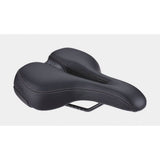 BBB BSD-122 SoftShape Active saddle with anatomic cut-out, black, 185x265mm, designed for comfortable bike riding.