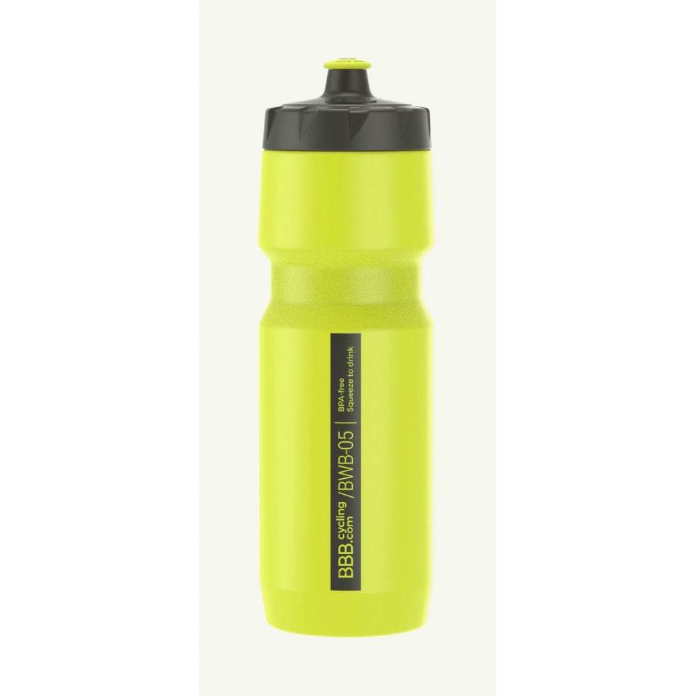 BBB CompTank XL 750ml cycling water bottle with softLock valve, shown with ergonomic design and transparent body.
