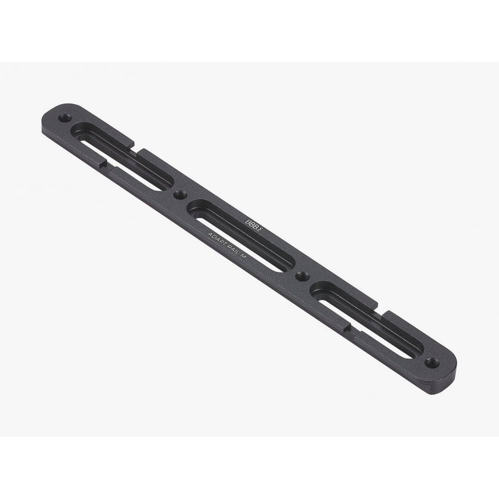 BBB AdaptRail Mounting Bracket BBC-120 for bike bottle cages and accessories, shown attached to a bicycle frame.