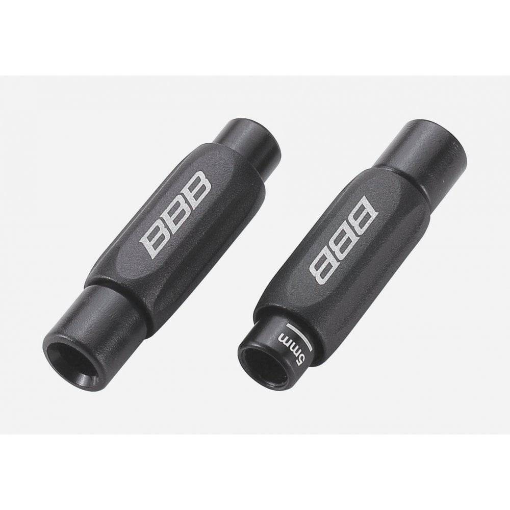 BBB Lineadjuster in-line barrel adjuster set for 4-5mm bike cables, two-piece component for precise gear and brake cable tension.