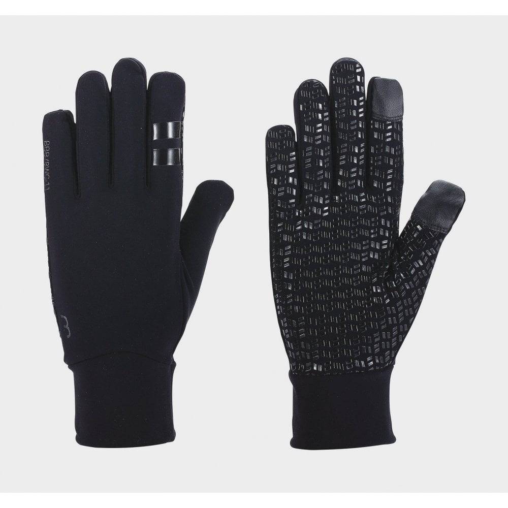 BBB RaceShield Winter Gloves BWG-11 with anti-slip grip and extended cuff, shown in black with padded palms for winter cycling.