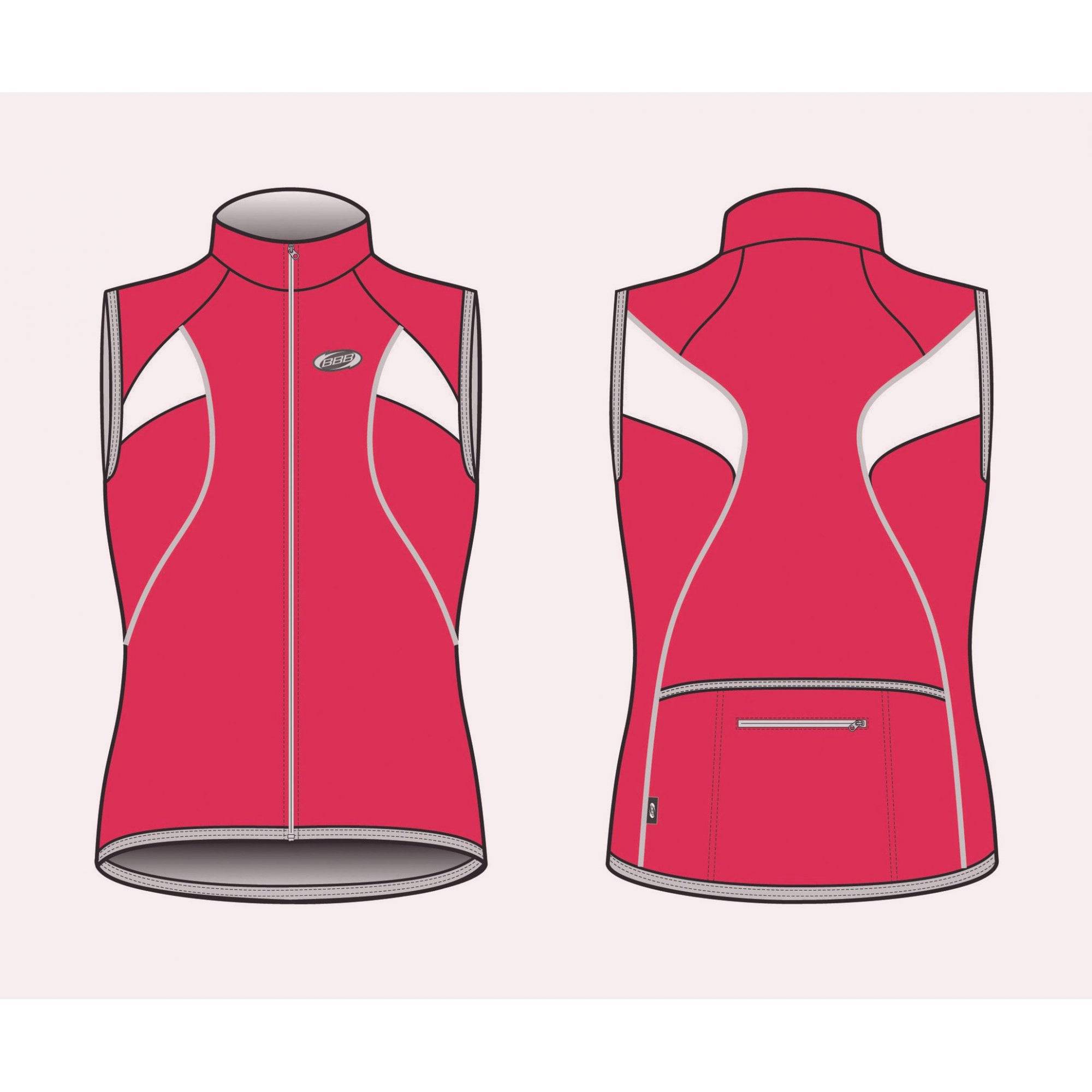 BBB CoolGirl NS red sleeveless cycling jersey with back pockets and full zipper, designed for active riding and comfort.