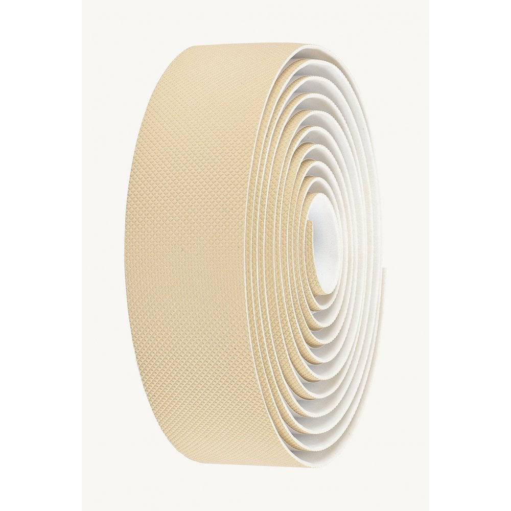 BBB Gravelribbon bar tape for gravel bikes, featuring extra thick gel backing, shown wrapped around bike handlebars.