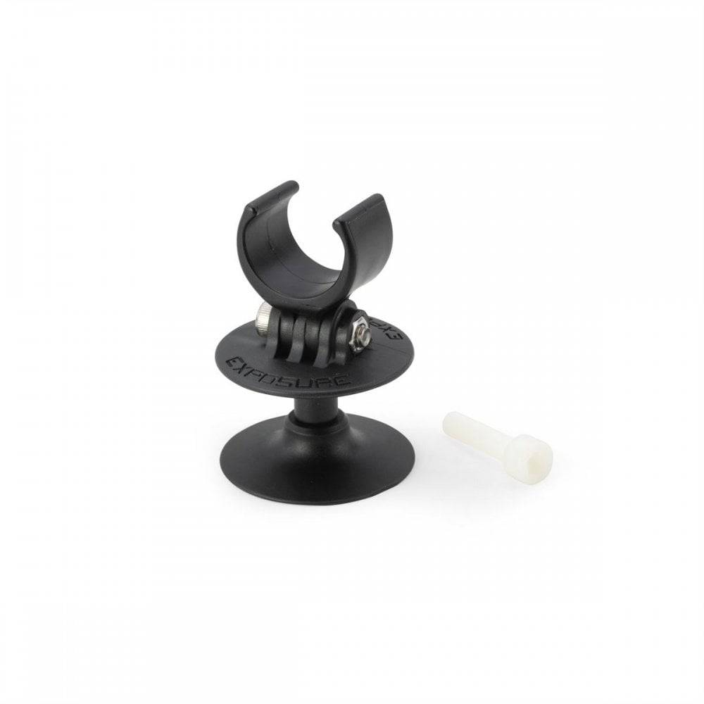Exposure helmet mount for action camera with adjustable bolts and secure fit, ideal for attaching cameras to helmets during activities.