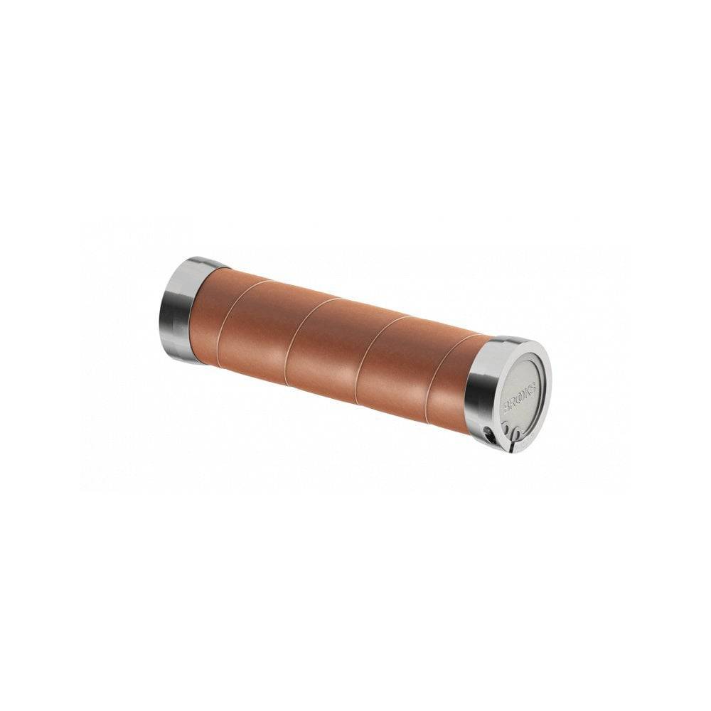 Brooks Slender Leather Bike Handlebar Grips with aluminium core and replaceable tape for durable, comfortable cycling control.