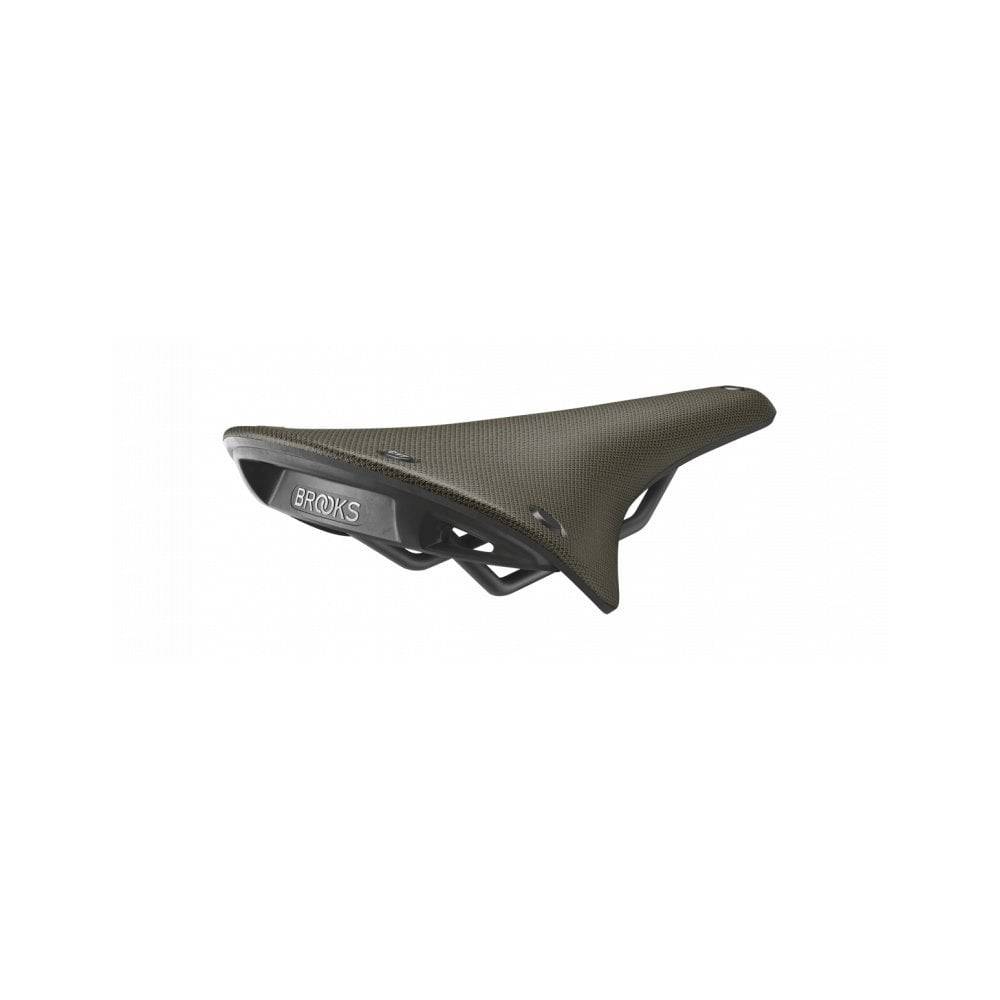Brooks C17 Cambium all-weather bike saddle showing waterproof, durable leather surface and ergonomic design for comfortable riding.