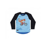 Kids Ride Shotgun unisex Dino windproof jersey in blue and black, designed for kids aged 2-6 years, lightweight and comfortable.