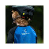 Bluegrass Aura Level 1 mountain bike elbow pads in blue, designed for trail and downhill protection, showing padded protective gear