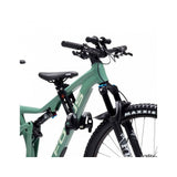 Kids Ride Shotgun black child bike seat with handlebars, designed for kids to safely ride on a parent’s bicycle.