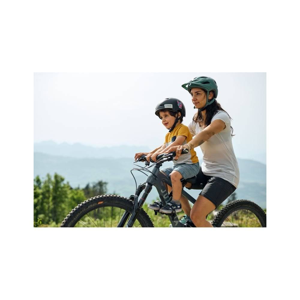Kids Ride Shotgun original black child bike seat for kids, frame mount, seat-only accessory for safe cycling adventures.