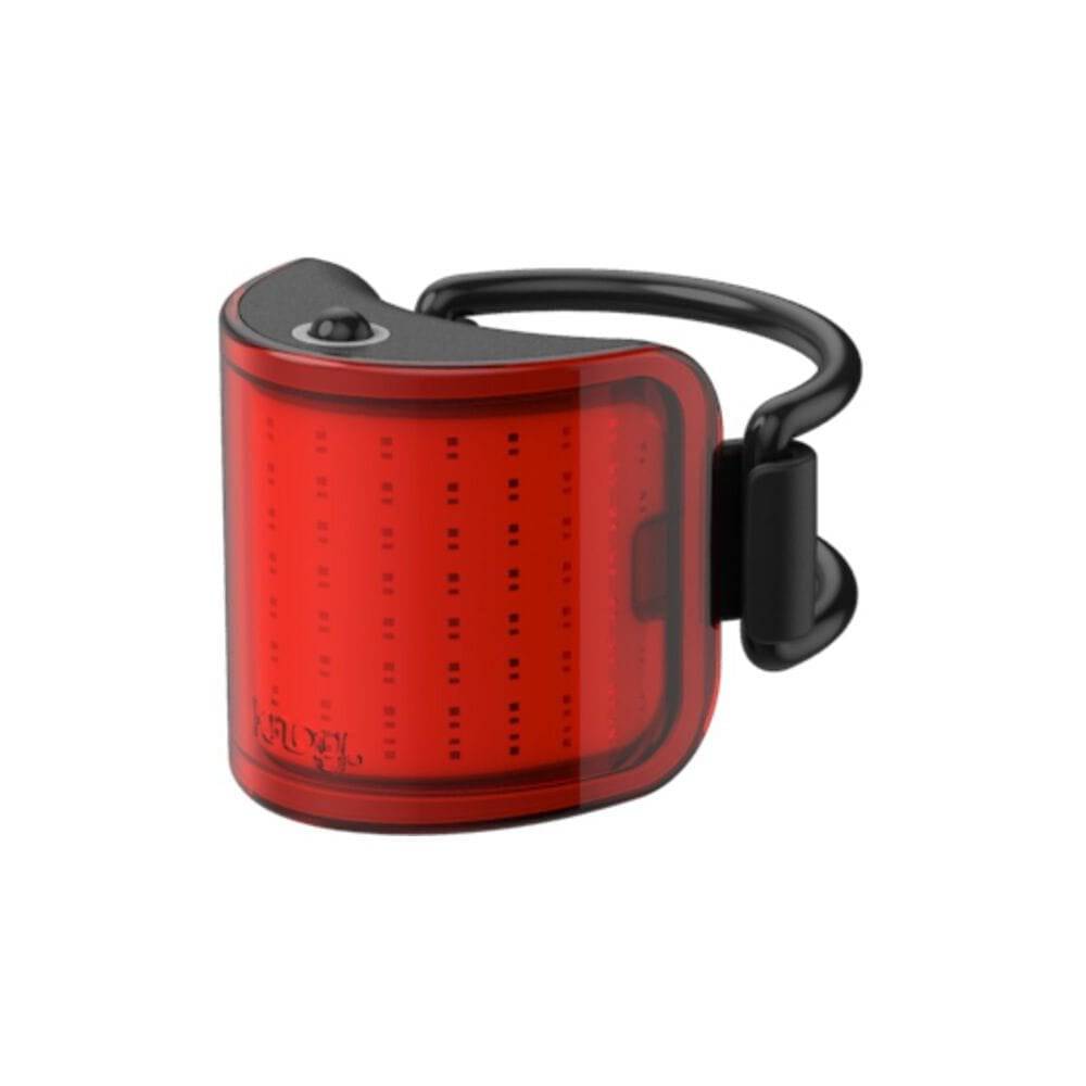 Knog Lil' Cobber bike light with 330° visibility, USB rechargeable, waterproof design, attached to a bicycle handlebar.