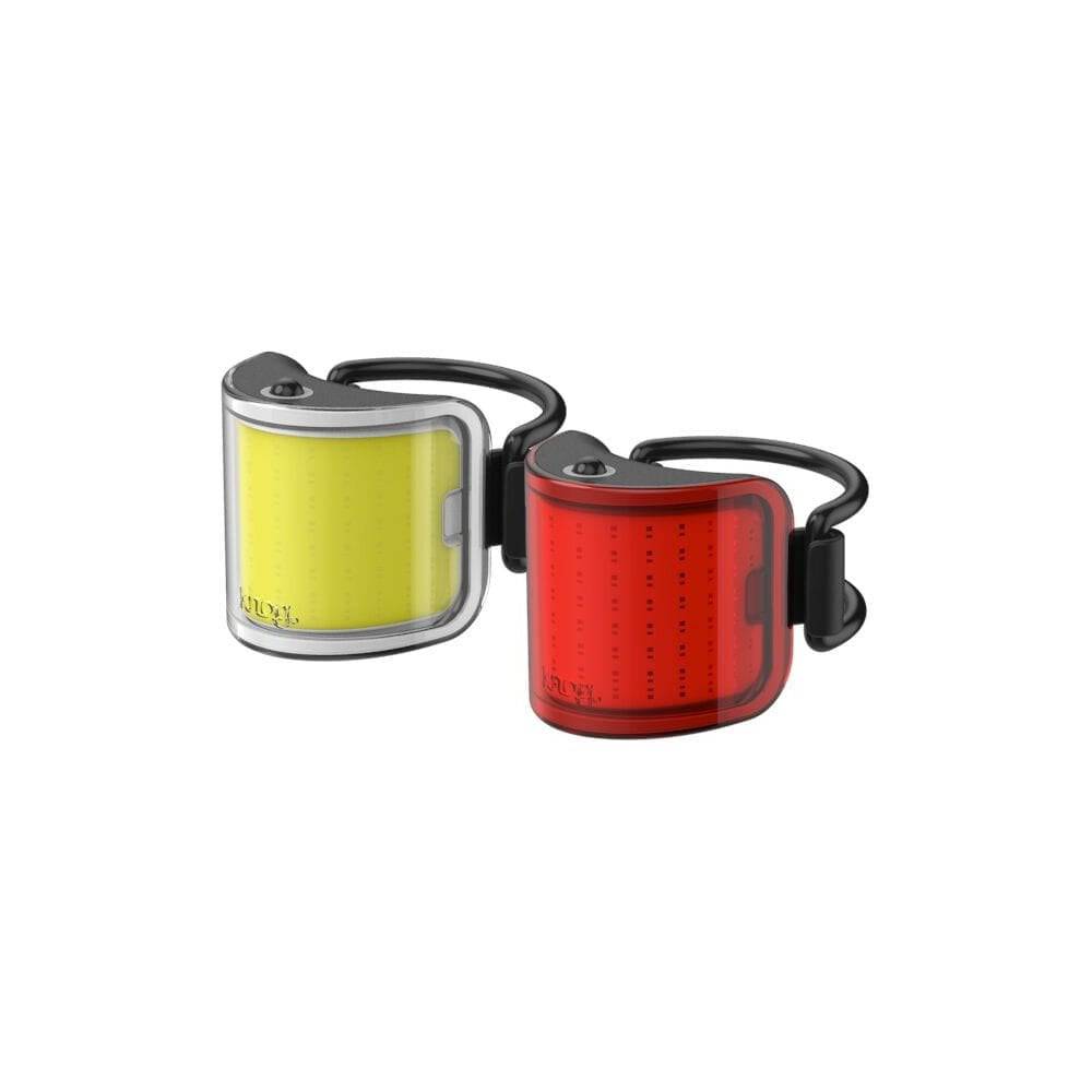 Knog Lil' Cobber bike light showing waterproof design, USB charging port, and 330° visibility for safe cycling.