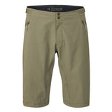 Rab Cinder Crank cycling shorts with adjustable waist, ventilation zips, and pockets, shown on a model for outdoor cycling.