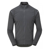 Rab Cinder Ridgeline outdoor cycling jacket, breathable and wind-resistant, shown in a close-up of the lightweight, outdoor clothing.